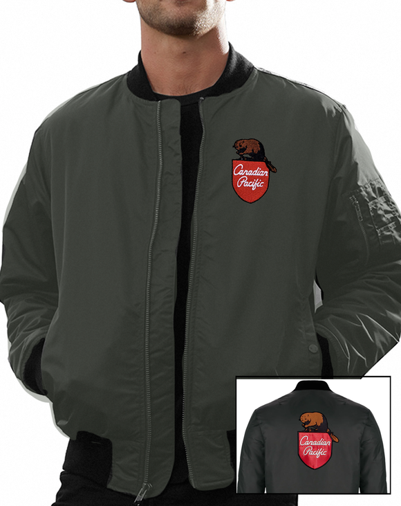 Canadian Pacific - 1960's Beaver Shield - Front & Back Embroidered Insulated Bomber Jacket