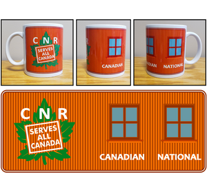 Mug - CN - CNR Serves All Canada Caboose Graphic - 11 oz Ceramic Coffee Mug