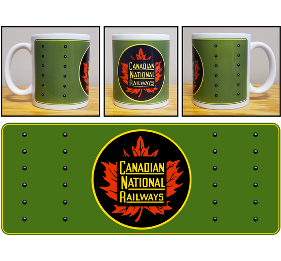 Mug - CN - Canadian National Railways Steam Locomotive Tender Herald (Green) - 11 oz Ceramic Coffee Mug
