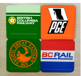 BC Rail / PGE Historic Logo's - Cork Backed Table Coaster Set