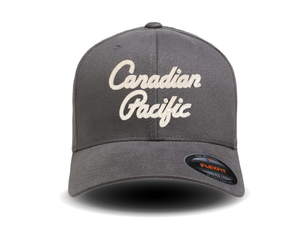 Canadian Pacific 1960's Script Logo - Retro Trucker Style Mesh Snapback Cap - Charcoal