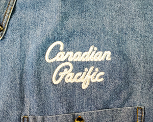 Canadian Pacific 1960s White Script Logo Long Sleeve Denim Shirt