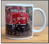 CPKC - ET44AC Locomotive #7436 In Her New Paint Scheme - 11 oz Ceramic Coffee Mug