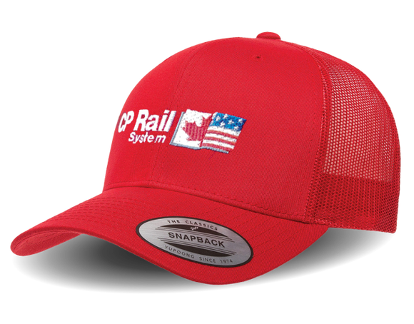 CP Rail Systems 1990's Duel Flag Logo - Retro Trucker Style Mesh Snapback Cap