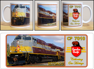 Canadian Pacific SD70ACU Heritage Locomotive No.7010 Tuscan & Gray Script Lettering - 11 oz Ceramic Coffee Mug