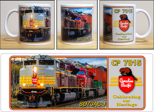 Canadian Pacific SD70ACU Heritage Locomotive No.7015 Tuscan & Gray Block Lettering - 11 oz Ceramic Coffee Mug