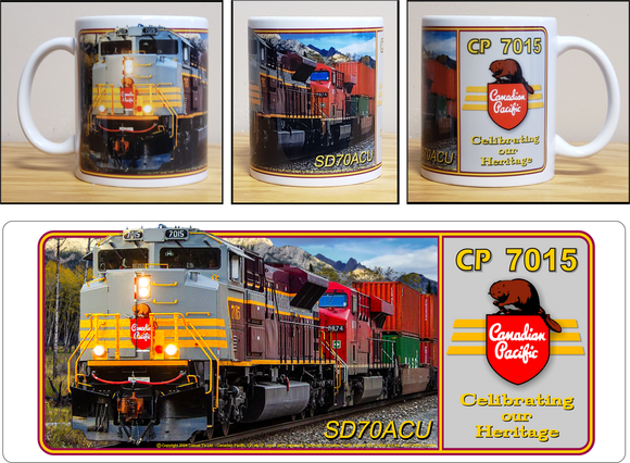 Canadian Pacific SD70ACU Heritage Locomotive No.7015 Tuscan & Gray Block Lettering - 11 oz Ceramic Coffee Mug