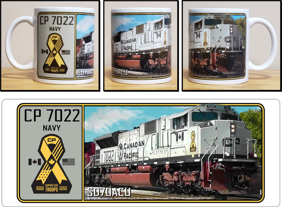 Canadian Pacific SD70ACU Military Locomotive #7022 Navy 11 oz Ceramic Coffee Mug
