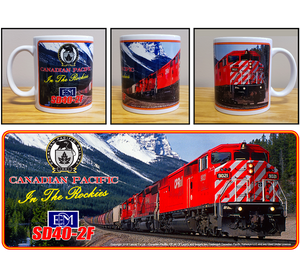 Mug - Canadian Pacific - SD40-2F Locomotive in the Mountains - 11 oz Ceramic Coffee Mug