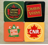 Canadian National (CN) Historic Logo's - Cork Backed Table Coaster Set
