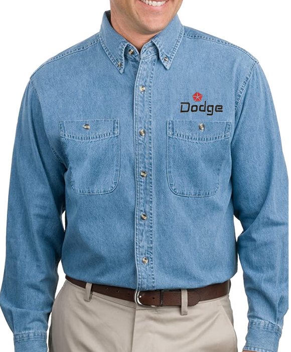 Classic Dodge Pentastar Logo - Denim Long Sleeve Shirt