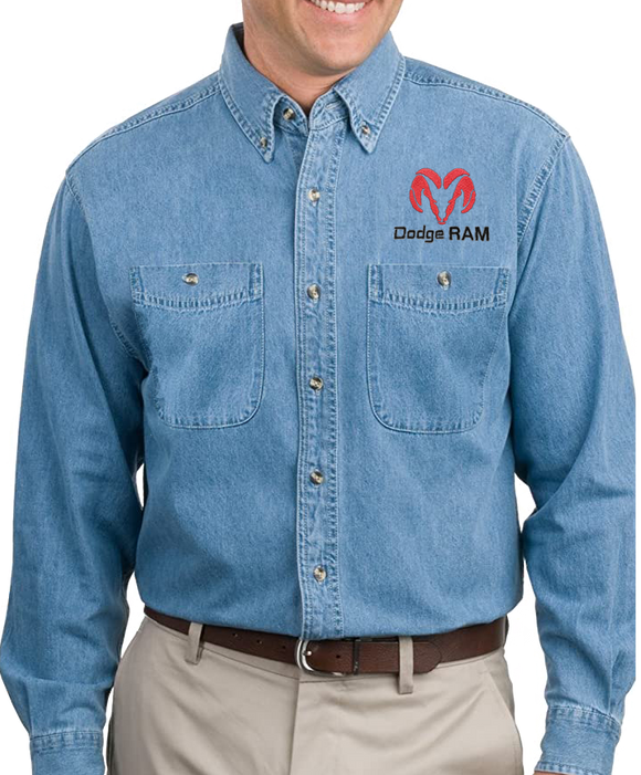 Classic Dodge RAM Head Logo - Denim Long Sleeve Shirt