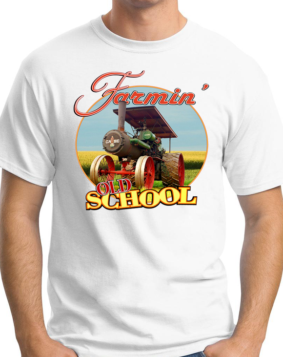 Farmin' - Old School - w/Case Steam Tractor - T-shirt