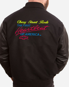 Classic HBoA Chevy Street Rods Logo - Retro Varsity Leather Melton Jacket