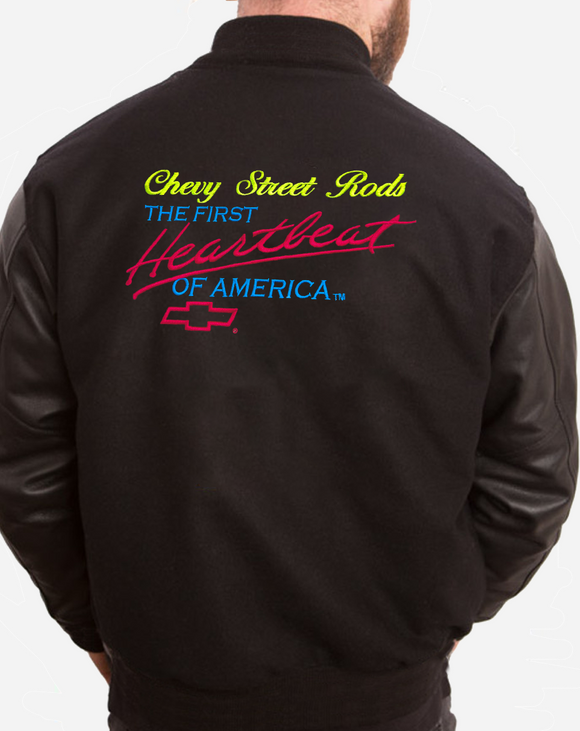 Classic HBoA Chevy Street Rods Logo - Retro Varsity Leather Melton Jacket