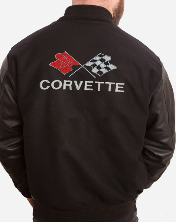 Classic '78/79 Corvette Flags Logo - Retro Varsity Leather Melton Jacket