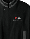 Classic '78/79 Corvette Flags Logo - Retro Varsity Leather Melton Jacket