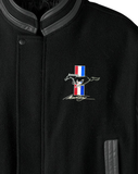 Classic Mustang Horse Logo - Retro Varsity Leather Melton Jacket
