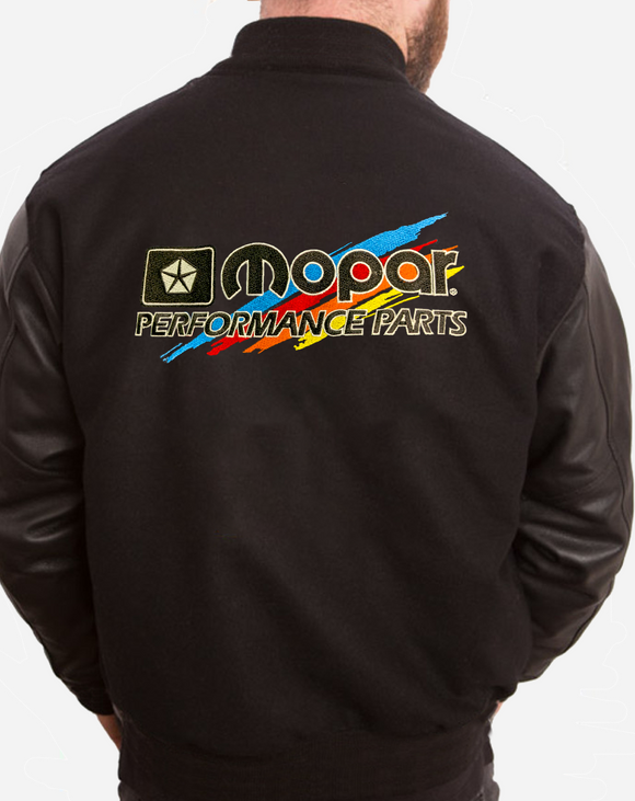 Classic Mopar Performance Parts Logo - Retro Varsity Leather Melton Jacket