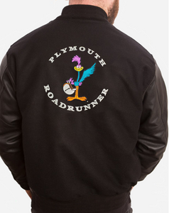 Classic Plymouth Roadrunner Logo - Retro Varsity Leather Melton Jacket