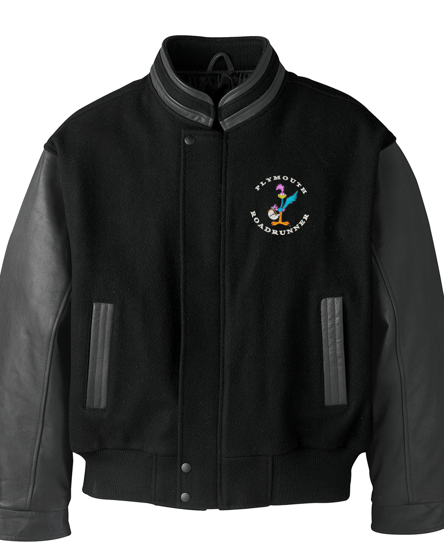 Classic Plymouth Roadrunner Logo - Retro Varsity Leather Melton