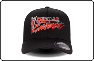 Flexfit Pontiac Logo Black Baseball Cap | Men's L/XL | Embroidered Emblem | USA Made