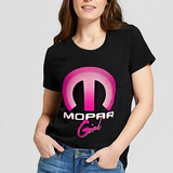 Ladies - Mopar Girl - Black V-neck T-shirt Car Automobile Casual Ts Apparel and Souvenirs