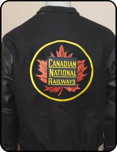 Canadian National Round Herald Melton and Leather Jacket Casual Ts Apparel and Souvenirs