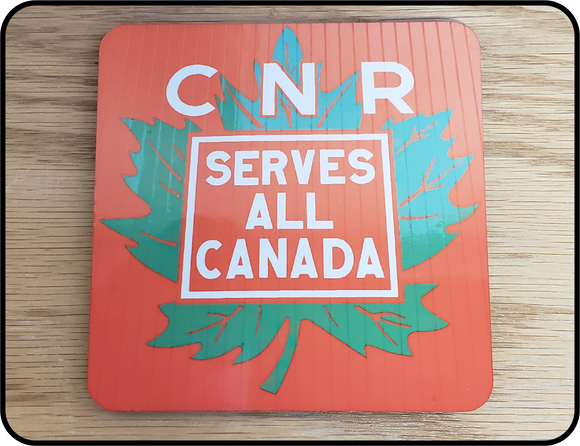 Canadian National - 1954 National Pride Logo on a Caboose graphic Coaster Casual Ts Apparel and Souvenirs