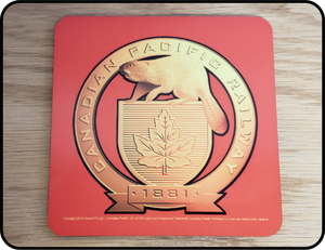 Canadian Pacific Golden 1881 Beaver Shield Logo Coaster Casual Ts Apparel and Souvenirs