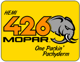 HEMI 426 Mopar One Packin' Pachyderm Yellow Logo Casual Ts Apparel and Souvenirs