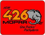 HEMI 426 Mopar: One Packin' Pachyderm Red Logo Casual Ts Apparel and Souvenirs