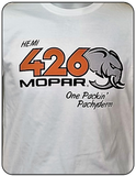 HEMI 426 Mopar One Packin' Pachyderm White T-shirt Casual Ts Apparel and Souvenirs