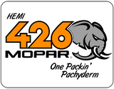 HEMI 426 Mopar One Packin' Pachyderm White Logo Casual Ts Apparel and Souvenirs