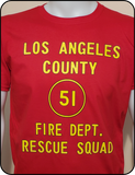 Pop Culture - EMERGENCY Squad 51 Door Art Graphic Red T-Shirt Casual Ts Apparel and Souvenirs