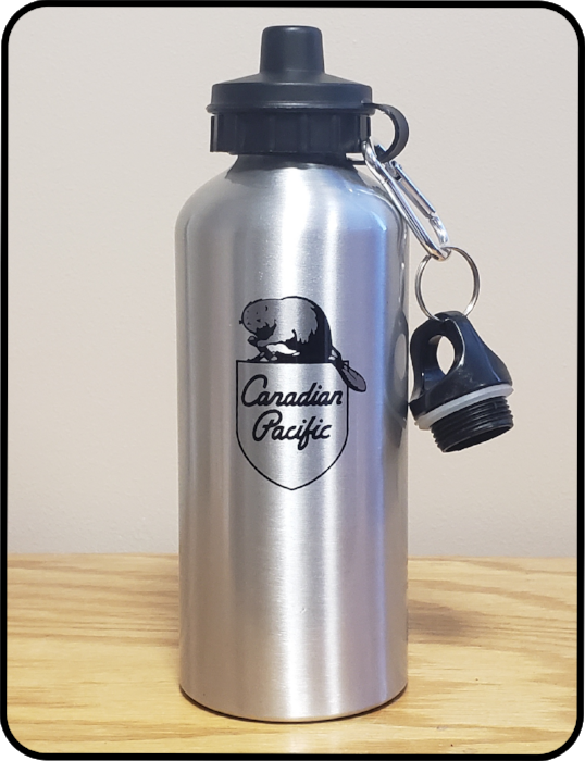 Canadian Pacific 1950's Beaver Shield Logo Water Bottle Casual Ts Apparel and Souvenirs